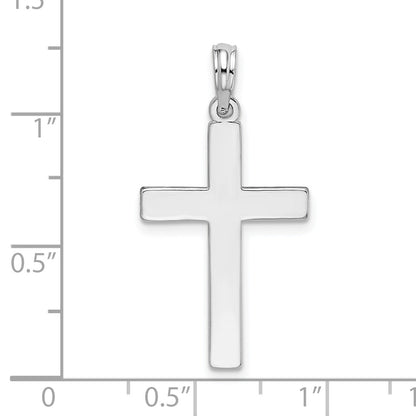 Sterling Silver De-Ani Rhodium-Plated Polished Flat Latin Cross Pendant