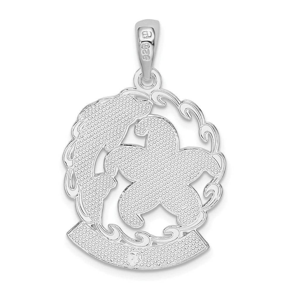 Sterling Silver De-Ani Rhodium-Plated St. Thomas Starfish And Dolphin Pendant
