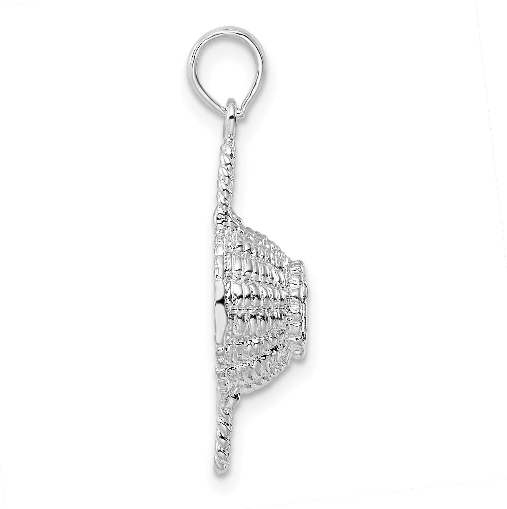 Sterling Silver De-Ani Rhodium-Plated Polished 3D Round Basket Pendant