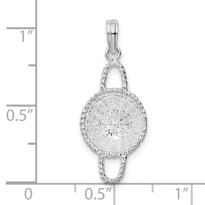 Sterling Silver De-Ani Rhodium-Plated Polished 3D Round Basket Pendant