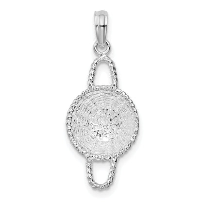 Sterling Silver De-Ani Rhodium-Plated Polished 3D Round Basket Pendant