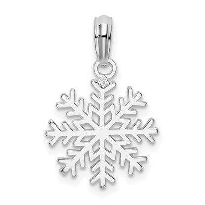 Sterling Silver De-Ani Rhodium-Plated Polished Cut-Out Snowflake Pendant