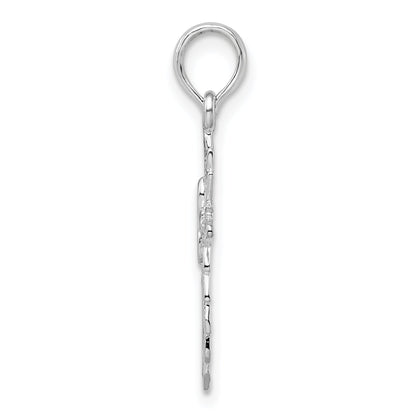 Sterling Silver De-Ani Rhodium-Plated Scalloped Edge Cut-Out Cross Pendant