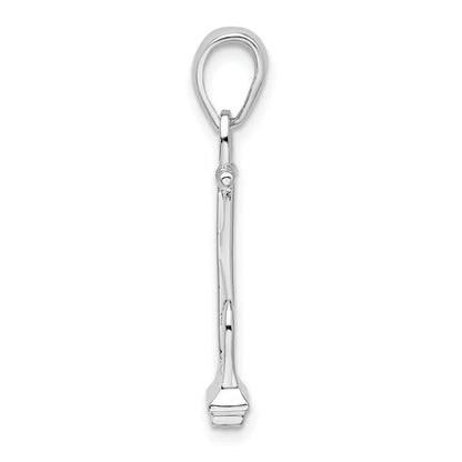 Sterling Silver De-Ani Rhodium-Plated Polished 3D Navy Anchor Pendant