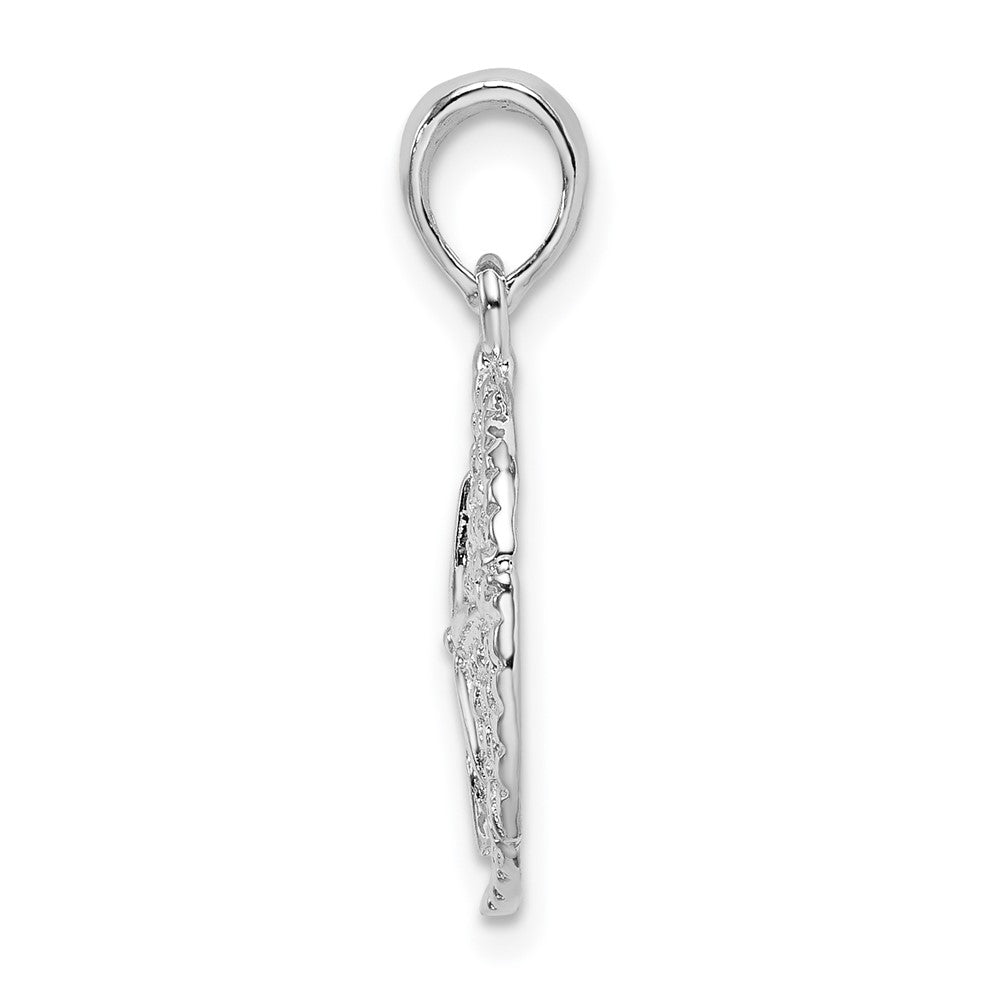 Sterling Silver De-Ani Rhodium-Plated Polished And Textured Sand Dollar Pendant