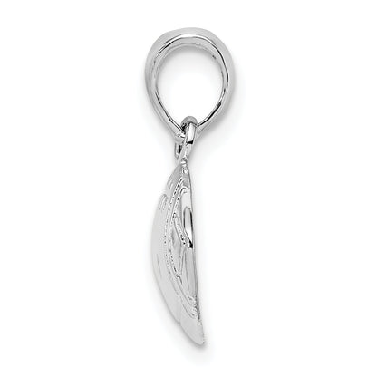 Sterling Silver De-Ani Rhodium-Plated Polished Football Pendant