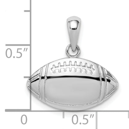 Sterling Silver De-Ani Rhodium-Plated Polished Football Pendant