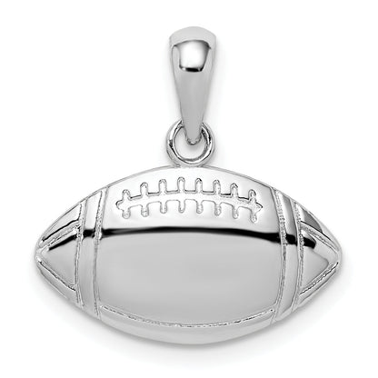 Sterling Silver De-Ani Rhodium-Plated Polished Football Pendant