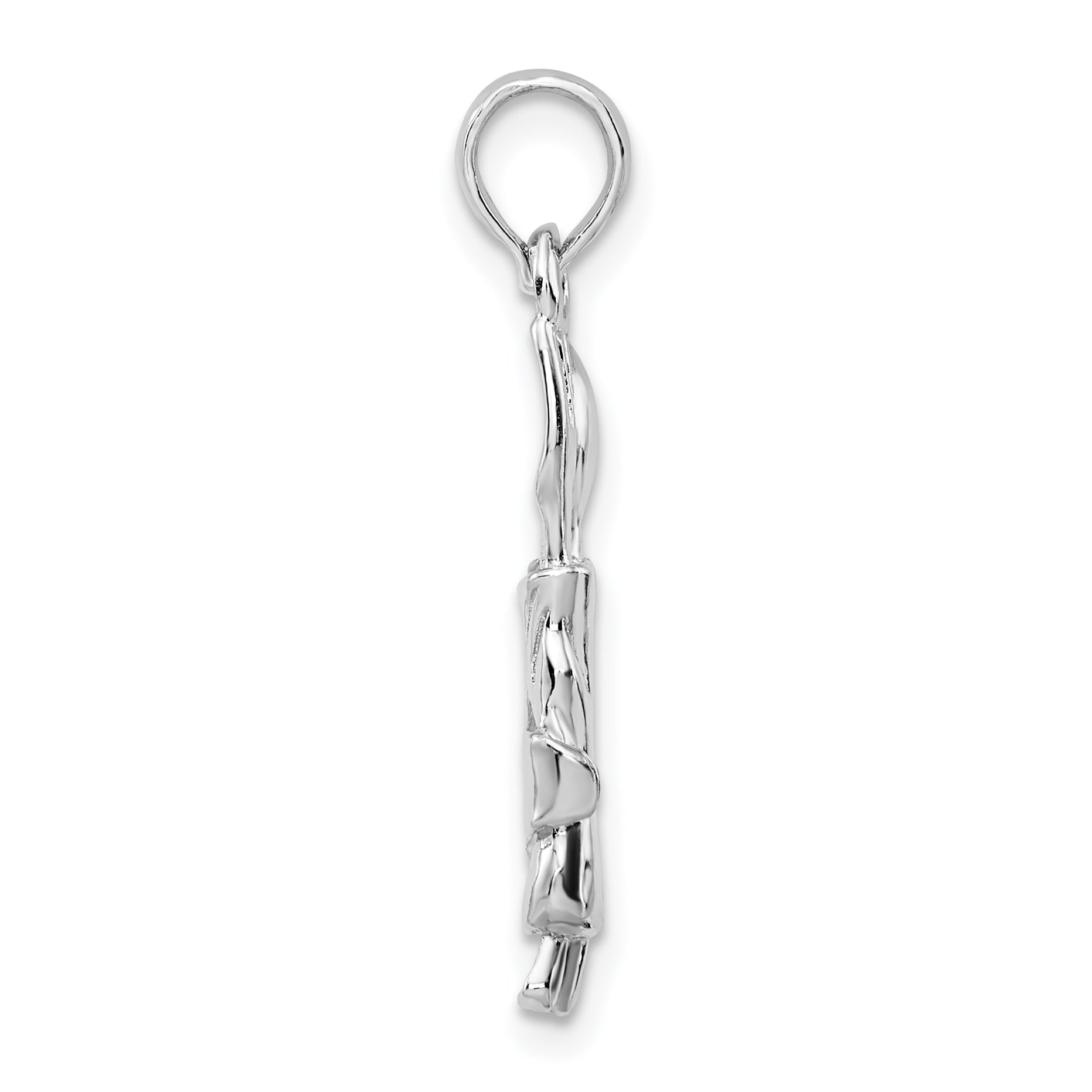 Sterling Silver De-Ani Rhodium-Plated Polished Spoon And Fork Rolled In Napkin Pendant