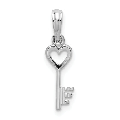 Sterling Silver De-Ani Rhodium-Plated Polished Key With Heart Top Pendant