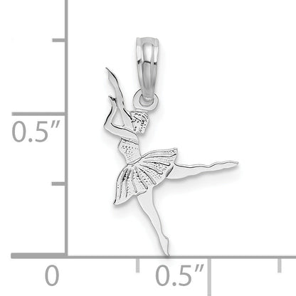 Sterling Silver De-Ani Rhodium-Plated Polished Small Ballerina Pendant
