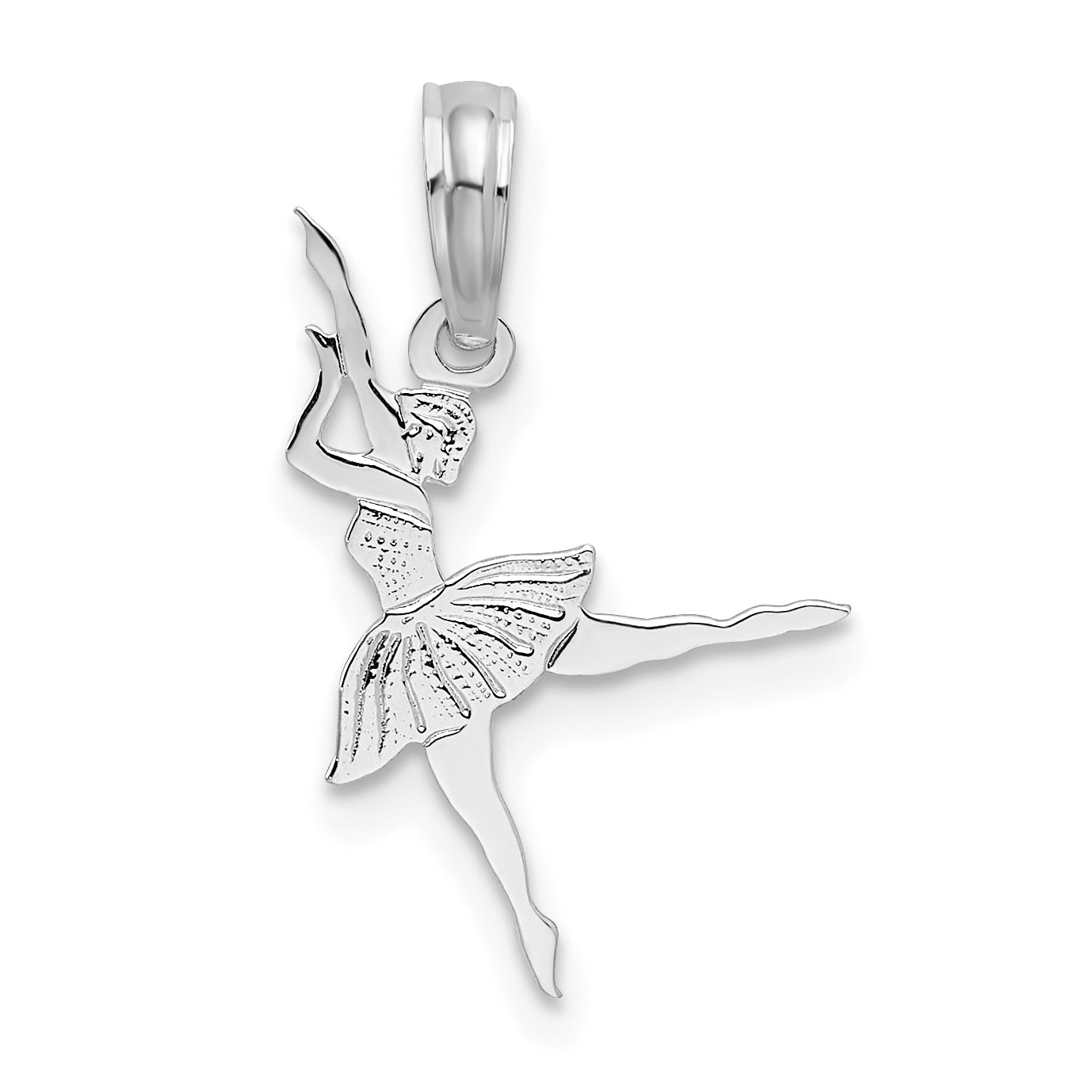 Sterling Silver De-Ani Rhodium-Plated Polished Small Ballerina Pendant