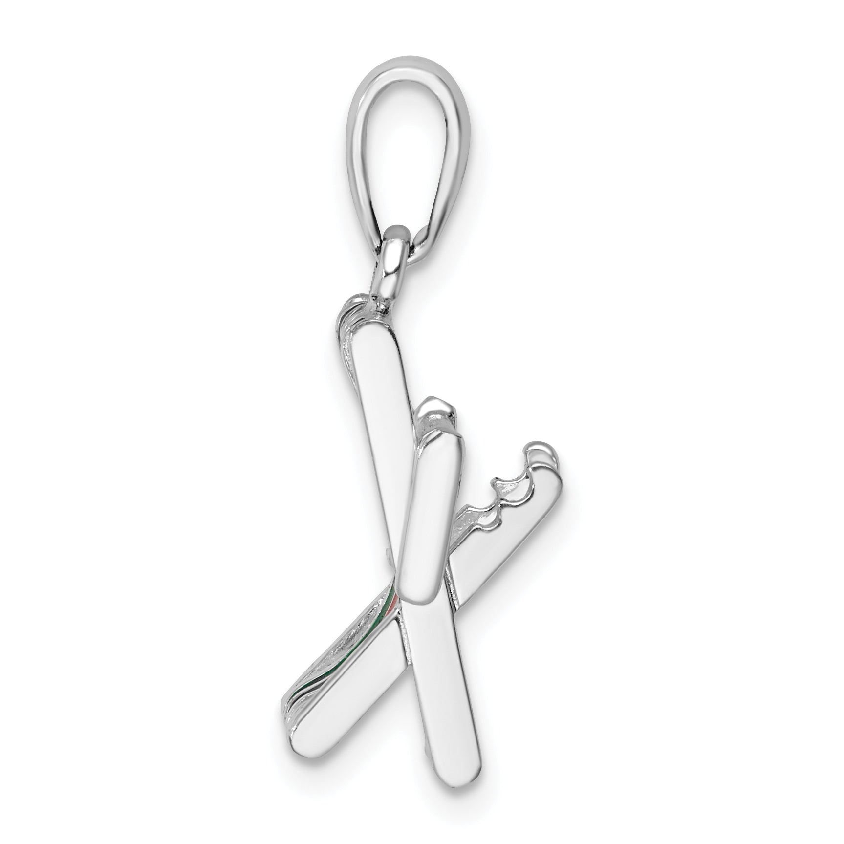 Sterling Silver De-Ani Rhodium-Plated 3D Moveable Enameled Beach Chair Pendant