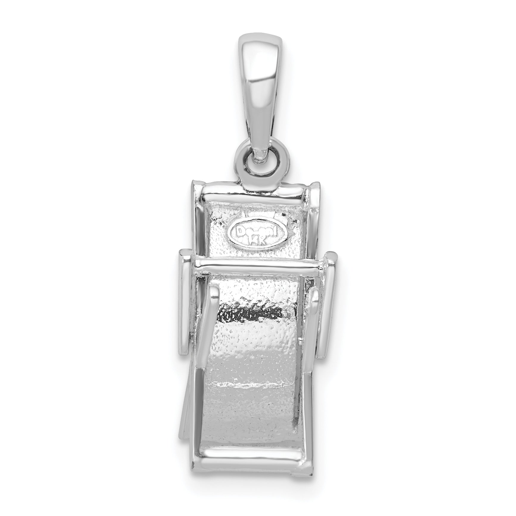 Sterling Silver De-Ani Rhodium-Plated 3D Moveable Enameled Beach Chair Pendant