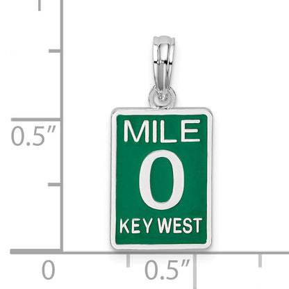 Sterling Silver De-Ani Rhodium-Plated Enameled Small Key West Mile 0 Pendant