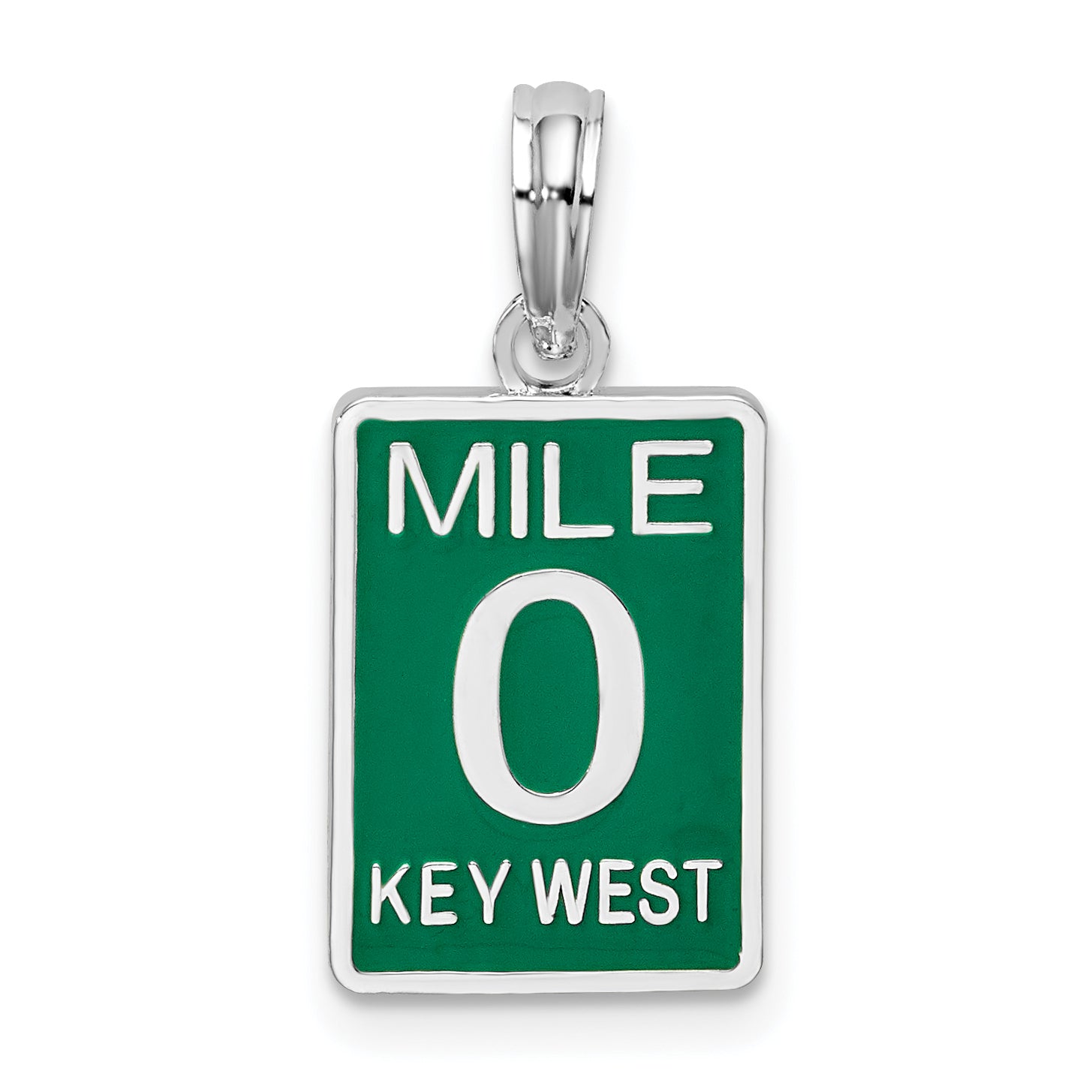 Sterling Silver De-Ani Rhodium-Plated Enameled Small Key West Mile 0 Pendant