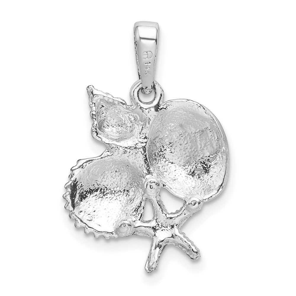 Silver/14K Two-Tone De-Ani Sterling Silver Rhodium-Plated Polished Shells With 14K Starfish Pendant