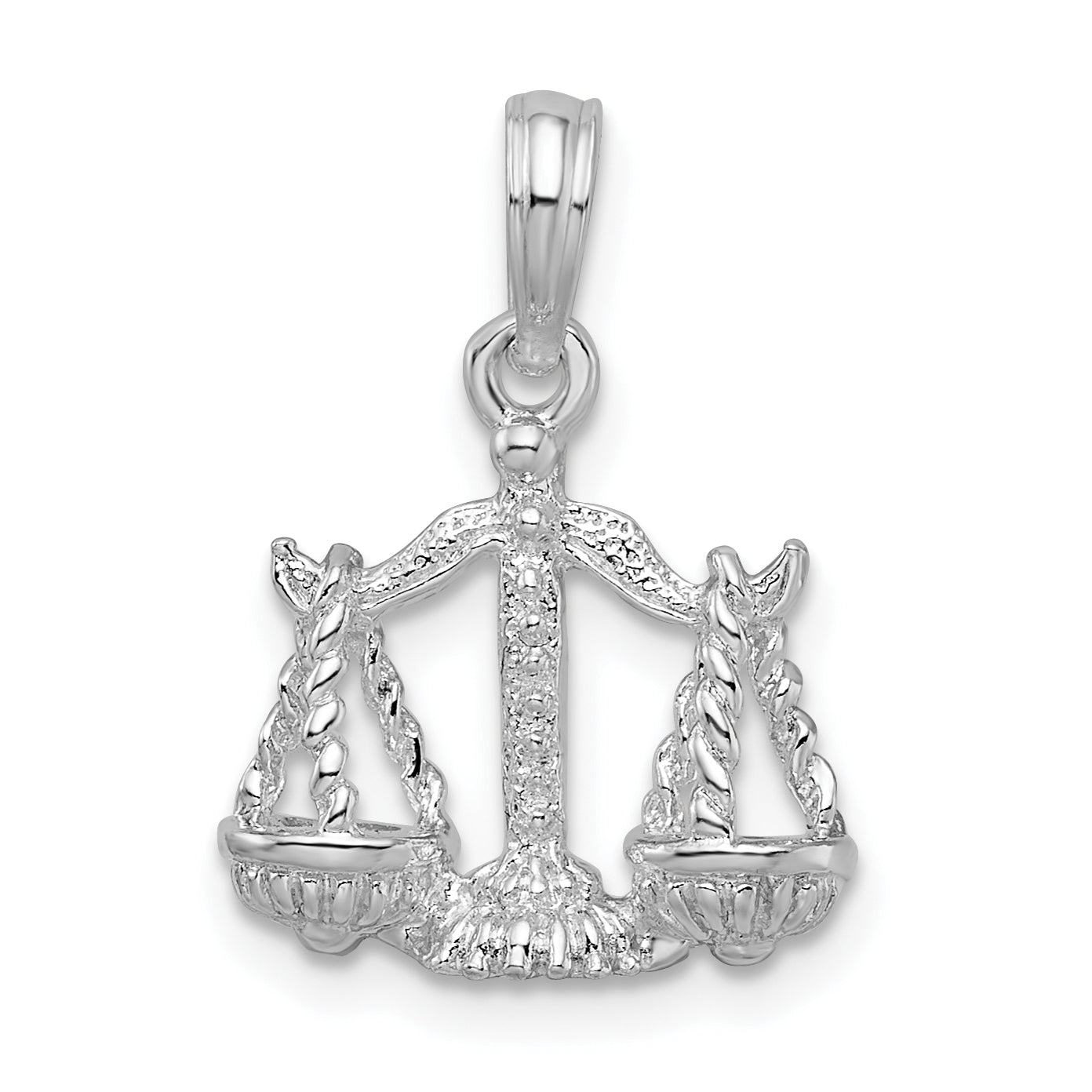 Sterling Silver De-Ani Rhodium-Plated Polished 3D Libra Zodiac Pendant