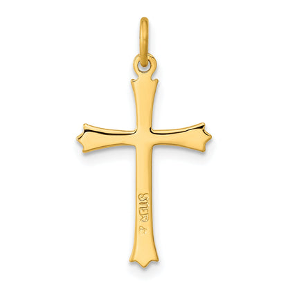Sterling Silver Gold-Plated W/ Pointed Ends Cross Pendant