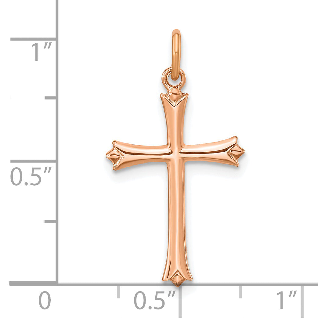 Sterling Silver Rose Gold-Plated W/ Pointed Ends Cross Pendant