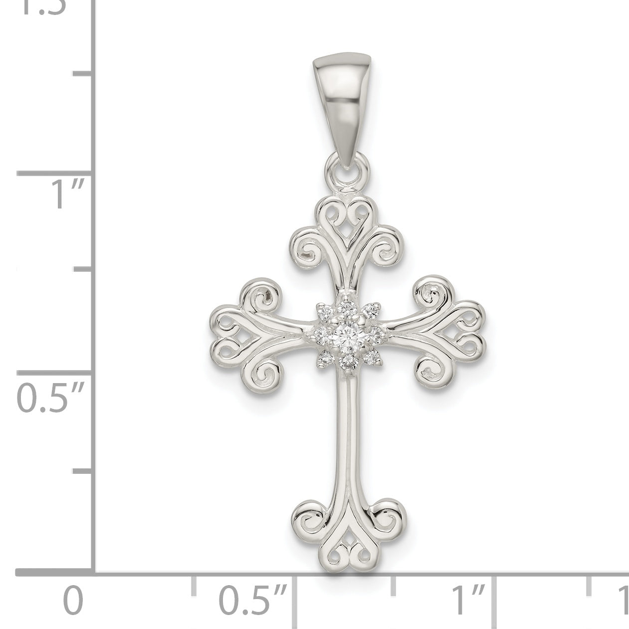 Sterling Silver Cz Cross Pendant