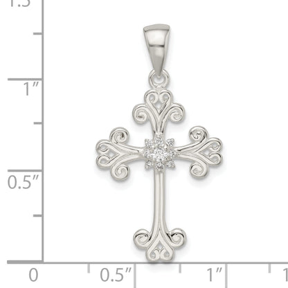 Sterling Silver Cz Cross Pendant