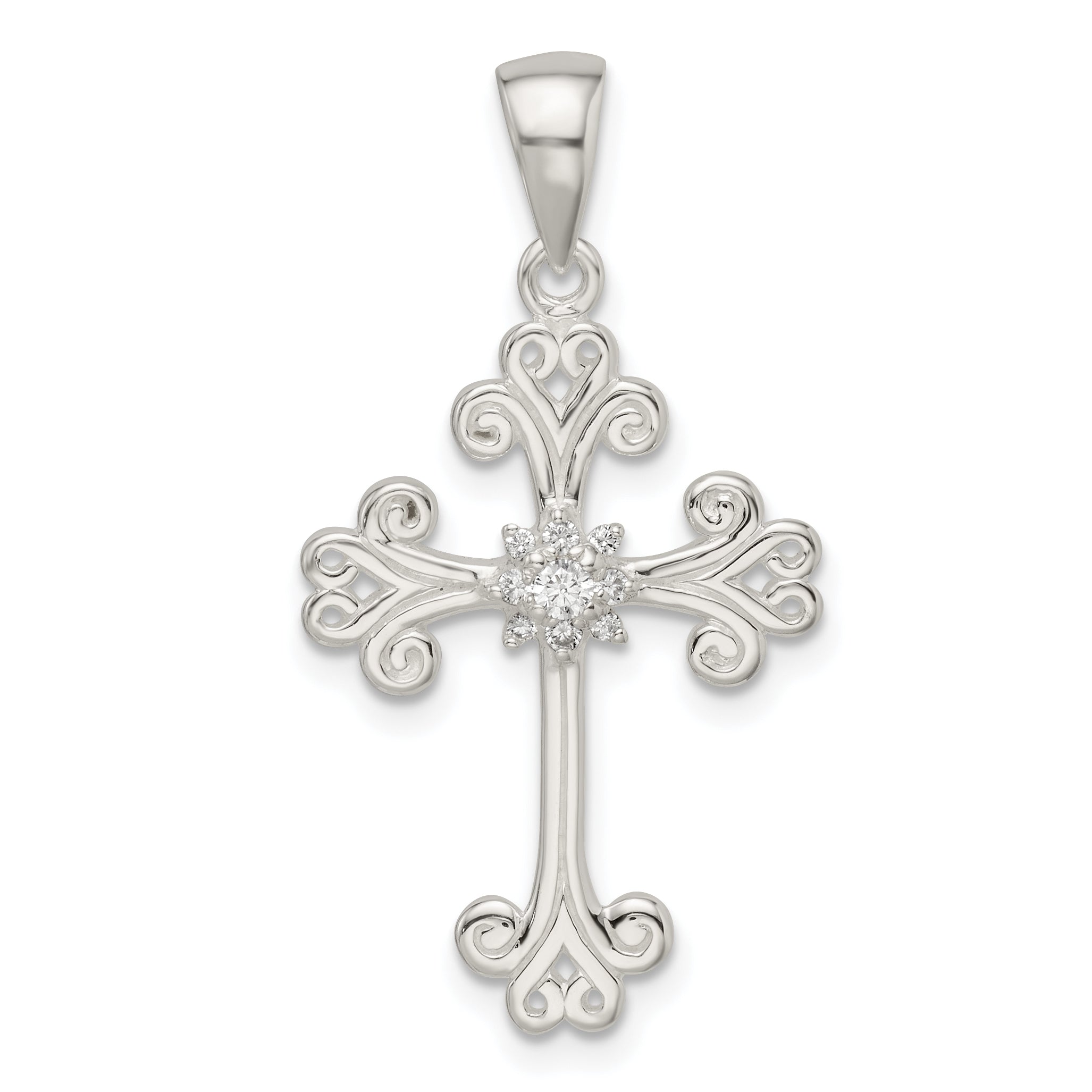 Sterling Silver Cz Cross Pendant