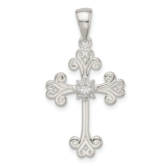 Sterling Silver Cz Cross Pendant