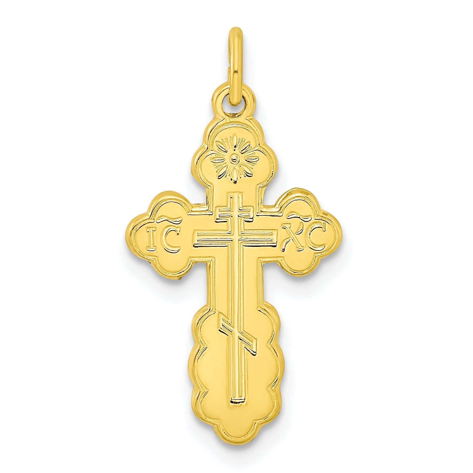 Ss/Gold Plated Stelring Silver Gold-Tone Polished Solid Miraculous Symbols Cross Pendant
