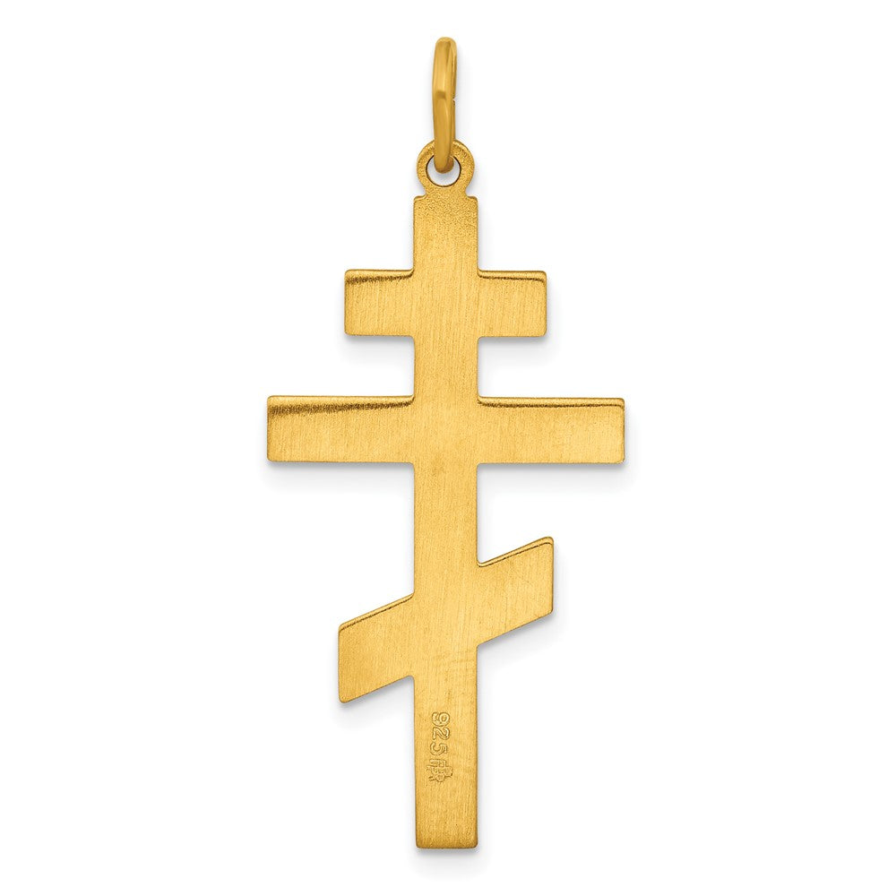 Ss/Gold Plated Sterling Silver Gold-Tone Polished Solid Cross Pendant
