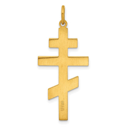 Ss/Gold Plated Sterling Silver Gold-Tone Polished Solid Cross Pendant