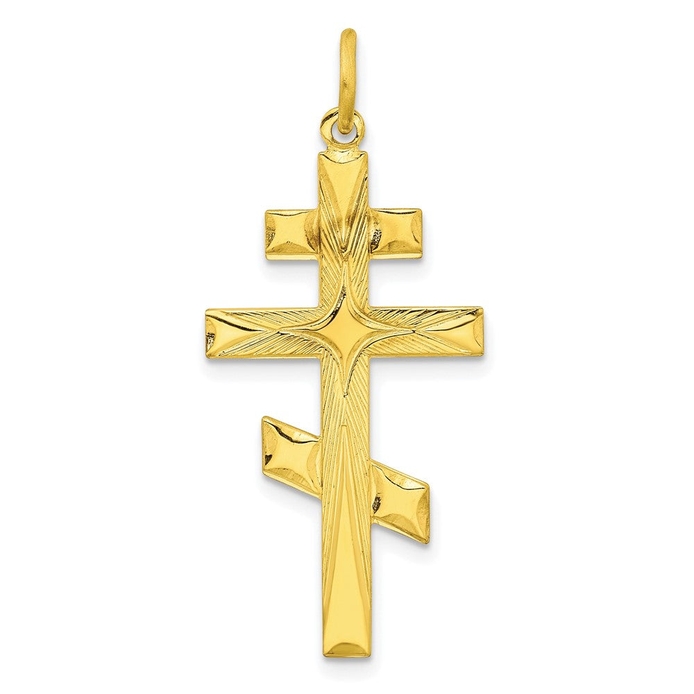Ss/Gold Plated Sterling Silver Gold-Tone Polished Solid Cross Pendant