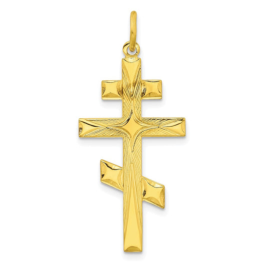 Ss/Gold Plated Sterling Silver Gold-Tone Polished Solid Cross Pendant