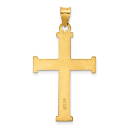 Ss/Gold Plated Sterling Silver Gold-Tone Polished Solid Cross Pendant
