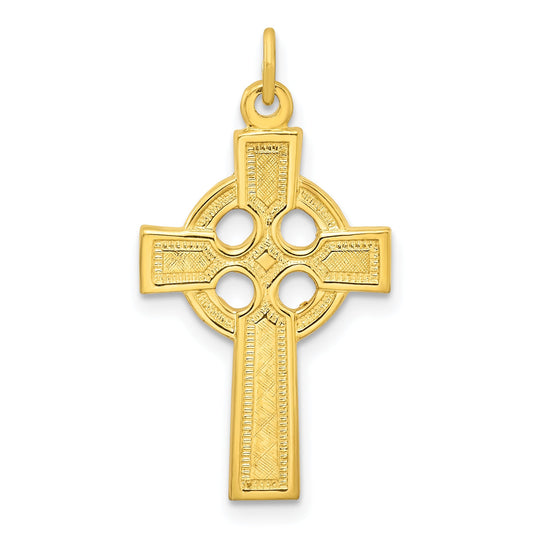 Ss/Gold Plated Sterling Silver Gold-Tone Polished Solid Cross Pendant