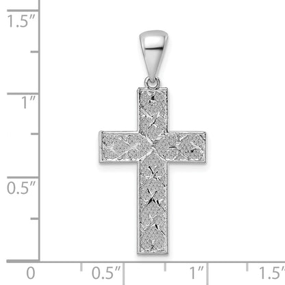 Sterling Silver Rhodium-Plated Polished & D/C Cross Pendant