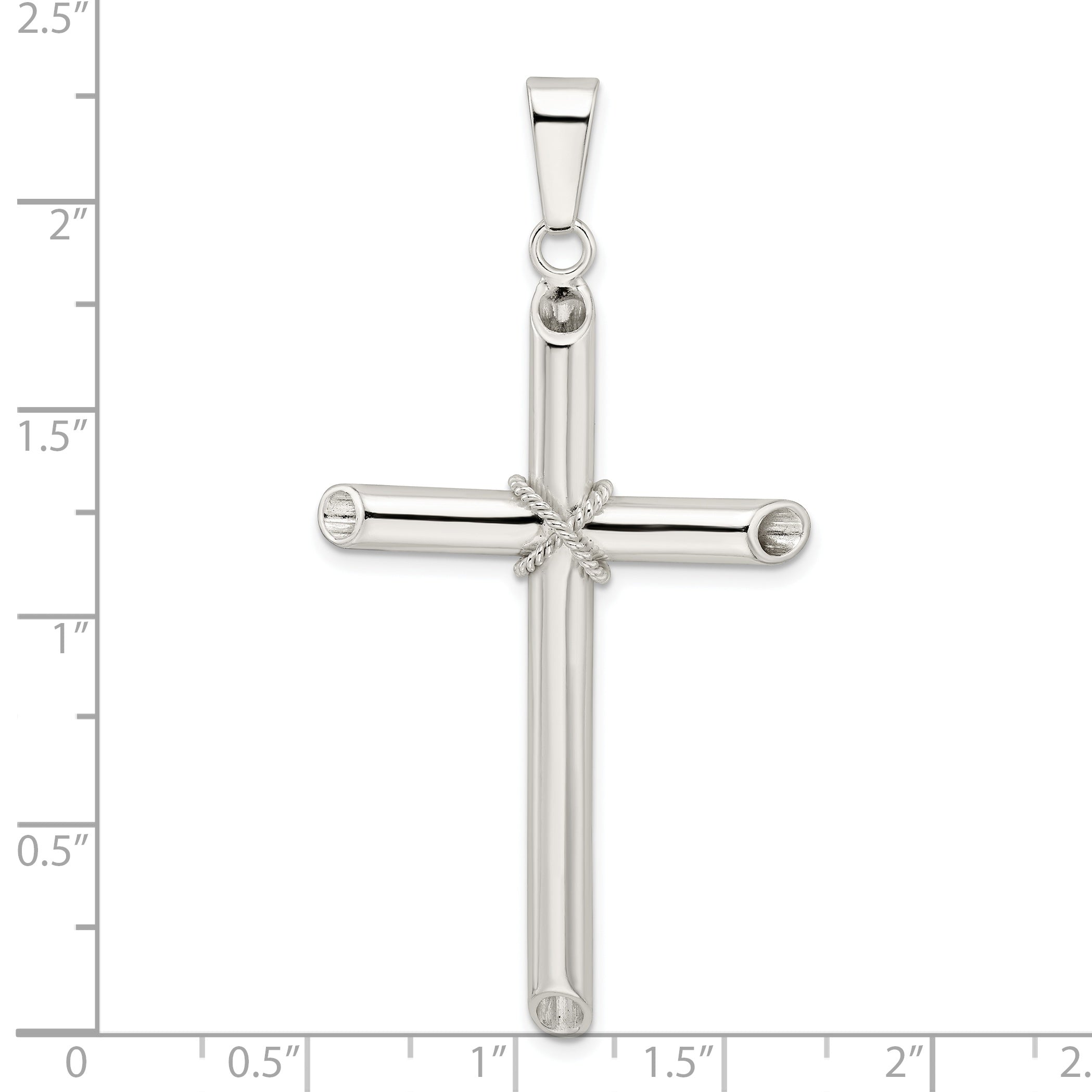 Sterling Silver Polished X Center Large Hollow Tube Cross Pendant