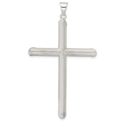 Sterling Silver Polished And Texture Tube Cross Pendant
