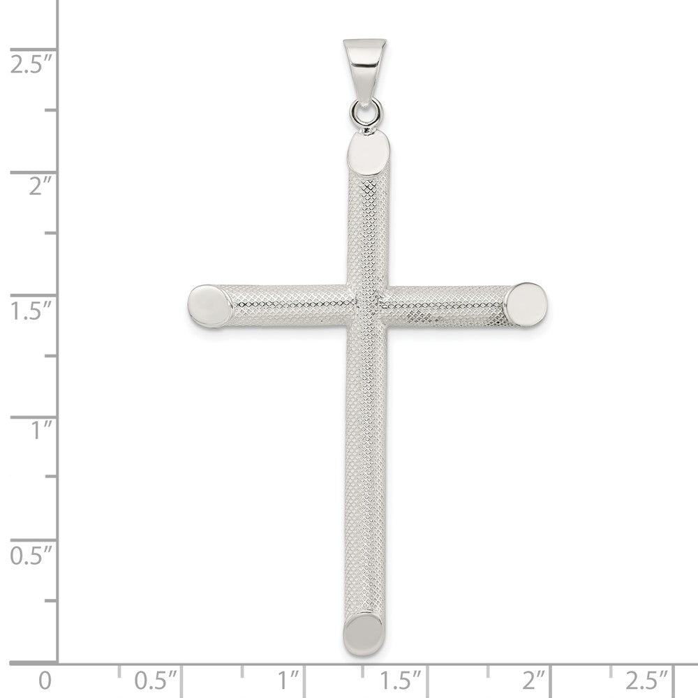 Sterling Silver Polished And Texture Tube Cross Pendant