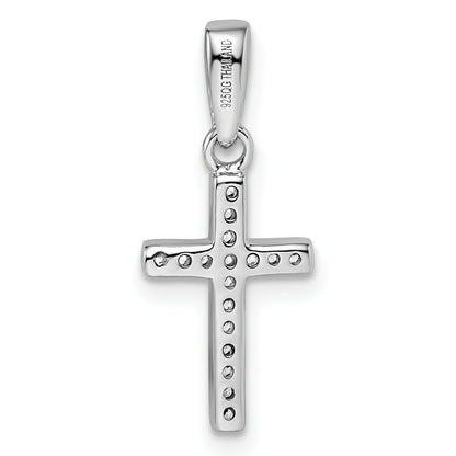 Sterling Silver Rhodium-Plated Cz Cross Pendant