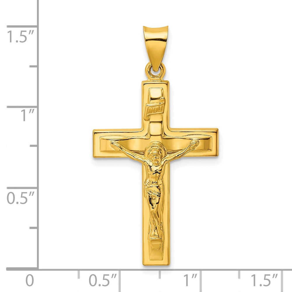 Ss/Gold Plated Sterling Silver Gold-Tone Polished Solid Inri Crucifix Pendant