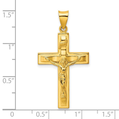 Ss/Gold Plated Sterling Silver Gold-Tone Polished Solid Inri Crucifix Pendant