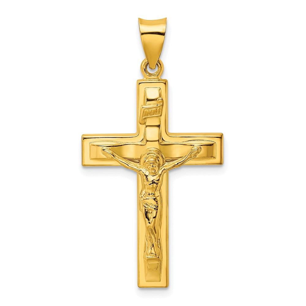 Ss/Gold Plated Sterling Silver Gold-Tone Polished Solid Inri Crucifix Pendant