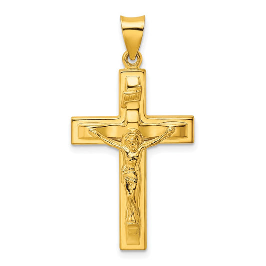 Ss/Gold Plated Sterling Silver Gold-Tone Polished Solid Inri Crucifix Pendant