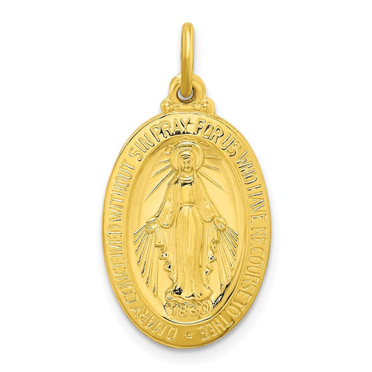 Ss/Gold Plated Sterling Silver Gold-Tone Polished Solid Miraculous Medal Pendant