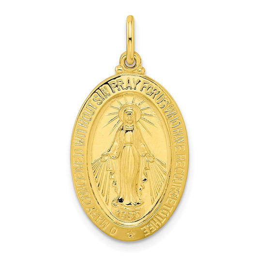 Ss/Gold Plated Sterling Silver Gold-Tone Polished Solid Miraculous Medal Pendant