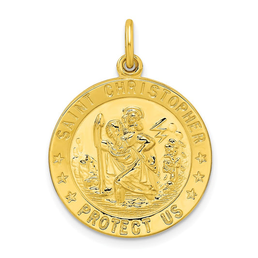 Ss/Gold Plated Sterling Silver Gold-Tone Polished Solid Saint Christopher Medal Pendant