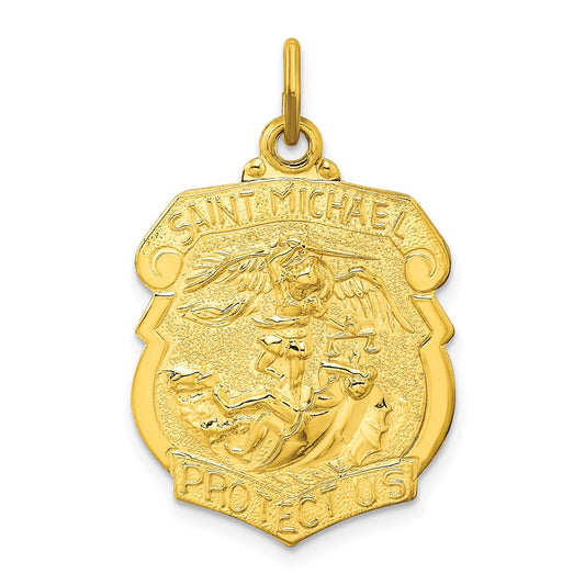 Ss/Gold Plated Sterling Silver Gold-Tone Polished Solid Saint Michael Medal Pendant