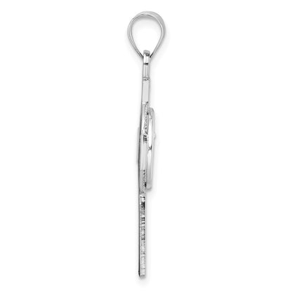 Sterling Silver Rhodium-Plated Polished Solid St Michael Cross Pendant