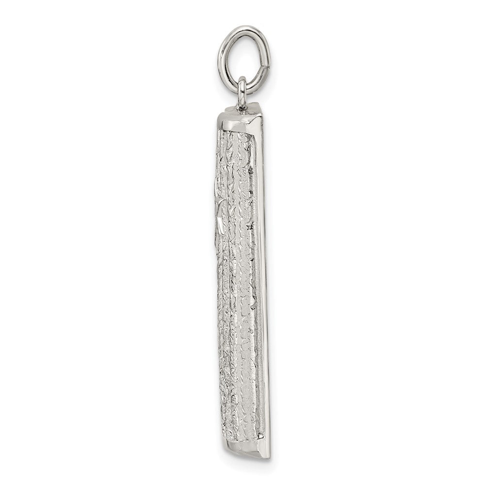 Sterling Silver Polished And Textured Solid Mezuzah W/Star Of David Pendant